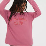 Aerie Offline Burgundy Up All Night Club Graphic Long Sleeve Crewneck T-Shirt S Photo 0