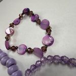 Assorted Stretch Bracelets 3 Piece Shades of Purple Dangle Charms Cross Crown Photo 14