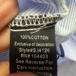 Sweet Wanderer Blue  Pinstripe Ruffle Sleeve Top with Floral EmbroideryMedium Photo 7