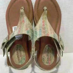 COMFORTIVA Women's Size 6.5W DAFNEY Leather Thong Sandal Green/Multi Green Photo 3