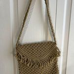 Macrame rope tan shoulder bag with fringe Photo 0