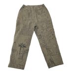 Chico's  Funky Unique Polynesian Novelty Print Ankle Jeans Olive Green size 8 Photo 6