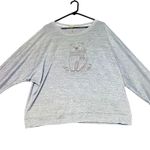 One World Teddy Bear Rhinestone Sweatshirt Womens XL Grey Live and Let Live Cozy Gray Photo 1
