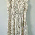 ASOS  Off White All Lace Floral Appliqué Cap Sleeve A Line V Back Mini Dress 8 Photo 0