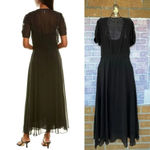 Saloni Leah Robe silk Dress w/Slip size 0 Black Photo 10