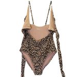 Aerie NWT Leopard Print Wrap Top One Piece CutOut Swimsuit Mocha Size Small Long Photo 8