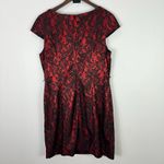ALYX Womens Dress 16 Red Black Lace Overlay Sheath Cocktail Formal Wedding Guest Photo 2