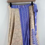ZURY Wrap Skirt Free Size Boho Festival Hippie Bohemian Rave Made in India Rayon Blue Photo 8