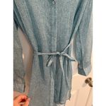 Chico's NWT Herringbone Long Sleeve Sheer Shirt Dress Turquoise Blue Women's 1 Photo 3