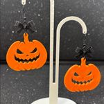 Pumpkin Earrings with Bow – Cute Fall & Halloween Jewelry Orange Photo 2