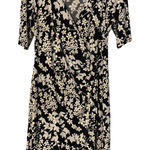 Glamour Floral Print Faux Wrap Dress Elegant Black White Midi Womens Size 14 Photo 0
