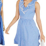 Julia Jordan  Blue/White Striped Ruffled Dress 6 Photo 0