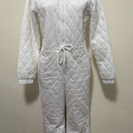 Divided  woman white puffy snow ski suit size small zip up hooded Photo 0
