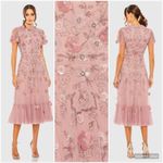 Mac Duggal NWT Embellished Illusion Cap Sleeve Column Gown Pink 2 Photo 1