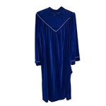Heather L blue velour embroidered zip front robe vintage housecoat lounge sleep Size L Photo 1