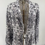 Joie  Womens Black/Gray/White Ikat Print Linen Blazer Jacket Size 4 Photo 0