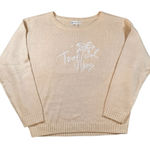 Beachy X Goldfish Kiss XL Tropical Vibes Tan Oversized Knit Pullover Sweater Photo 0