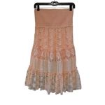 Venus Smocked Waist Peach Lace Tiered High Low Skirt, Sz S Photo 1