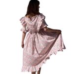 Horror Vacui Dorothy Ruffled Floral Cotton Poplin Midi Dress Size Medium Photo 13