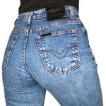 1990s Vintage Harley Davidson Straight Leg High Rise Jeans Retro Size 10P 30" Blue Photo 1