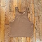 brown ribbed high neck cropped tank top Size XS Photo 0