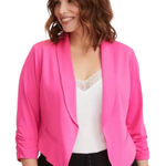 Torrid  Studio Crepe Classic Blazer Ruched 3/4 Sleeves Bright Pink Photo 0