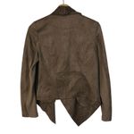 Vigoss Brown Faux Leather Suede Drape Front Moto Jacket S Photo 2