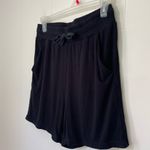 Senita Athletics Black Ribbed Lounge Shorts Drawstring Elastic Waist ~ Size S Photo 2