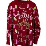 MarleyLilly Holly Jolly Christmas Sweater L/XL Red Lights Graphic Photo 0