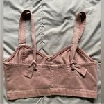 American Eagle  Pink Denim Button-Up Crop Top Size 2 Photo 6
