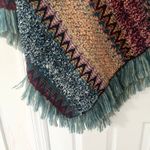 Coldwater Creek  NWT 22239 Pullover Fringe Zig Zag Open Knit Poncho One Size Photo 5