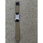 Geoffrey Beene  Silver Tone Black Rectangle Faux Leather Wristwatch New Band Photo 4