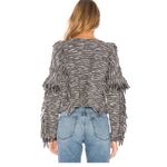 MISA Los Angeles Navy White Marled Karine Fringe Frayed Cropped Sweater Small Photo 4
