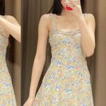 ZARA  Mini Floral Ruffle Strap Sweetheart Neckline Colorful Dress SZ L Photo 6