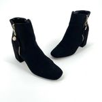 Office London Suede Side Zip Ankle Booties Heeled Boot Black Size 9 Photo 0