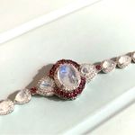 STERLING SILVER 925 MOONSTONE, TOPAZ AND GARNET TENNIS BRACELET White Photo 4
