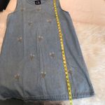 Vintage lightweight denim jumper dress with embroidered flowers size large Photo 5