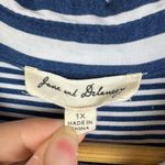 Jane and Delancey Striped Button Down Shirt 1X Blue Long Sleeve Coastal Preppy Photo 3