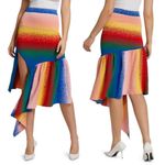 AMUR Asymmetrical Jacquard Knit Skirt in Rainbow Blue Photo 4