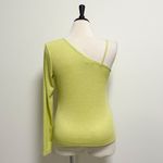 Sweet Rain Lime Silver One Shoulder Waffle Knit Top Metallic Silver Sparkles Photo 4