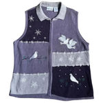 Blair Vintage  Women's Embroidered Knit Sweater Vest Full‎ Zip Size Large Photo 0