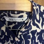 ZARA  White and Blue Sheath Dress 3/4 Sleeve Crew Neck Photo 6