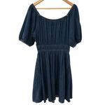 Gap  Smocked Denim Mini Dress Dark Wash Size‎ Medium Tall Photo 6