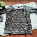 Wet Seal Grey Black Lace French Terry 3/4 Sleeve Sweatshirt Photo 1