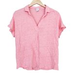Chico's Pink Peach Linen Short Sleeve Popover Shirt Sz M Photo 6
