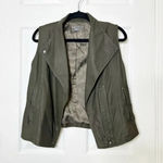 Vince 100% Leather Olive Green Moto Military Vest Size XS Photo 3