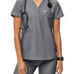 FIGS Women's Grey Technical Collection Catrina One Pocket Scrub Top Photo 0