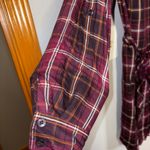 Banana Republic  Plaid Shirt‎ Dress Long Sleeve Belted Size 12 Burgundy Photo 3