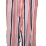 Ann Taylor LOFT Linen Blend Striped Tie Waist Wide Leg Cropped Trousers Pants Small Petite Photo 0