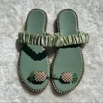 Pearl pineapple satin stretchy strap sandals 8 Green Photo 2